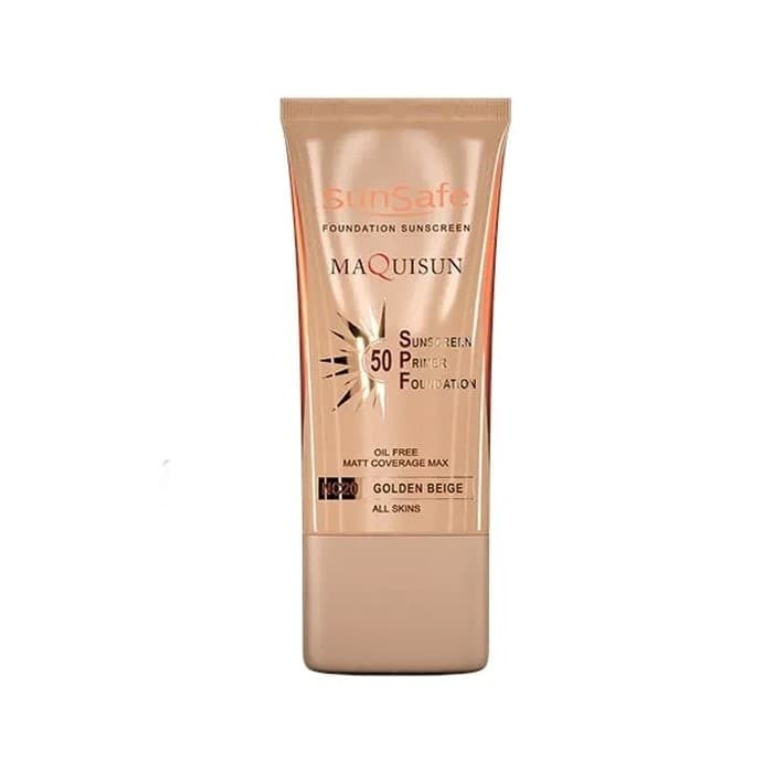ضد آفتاب کرم پودری و پرایمری بژ طلایی مکیسان Sunsafe SPF50