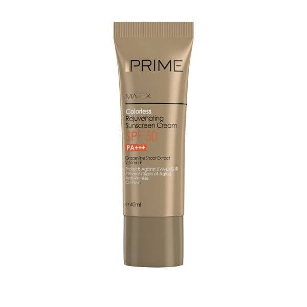 کرم ضد آفتاب و ضد چروک بی رنگ پریم مدل Matex Colorless SPF 50 مناسب انواع پوست حجم 40 میلی لیتر(انقضا 1406/06)