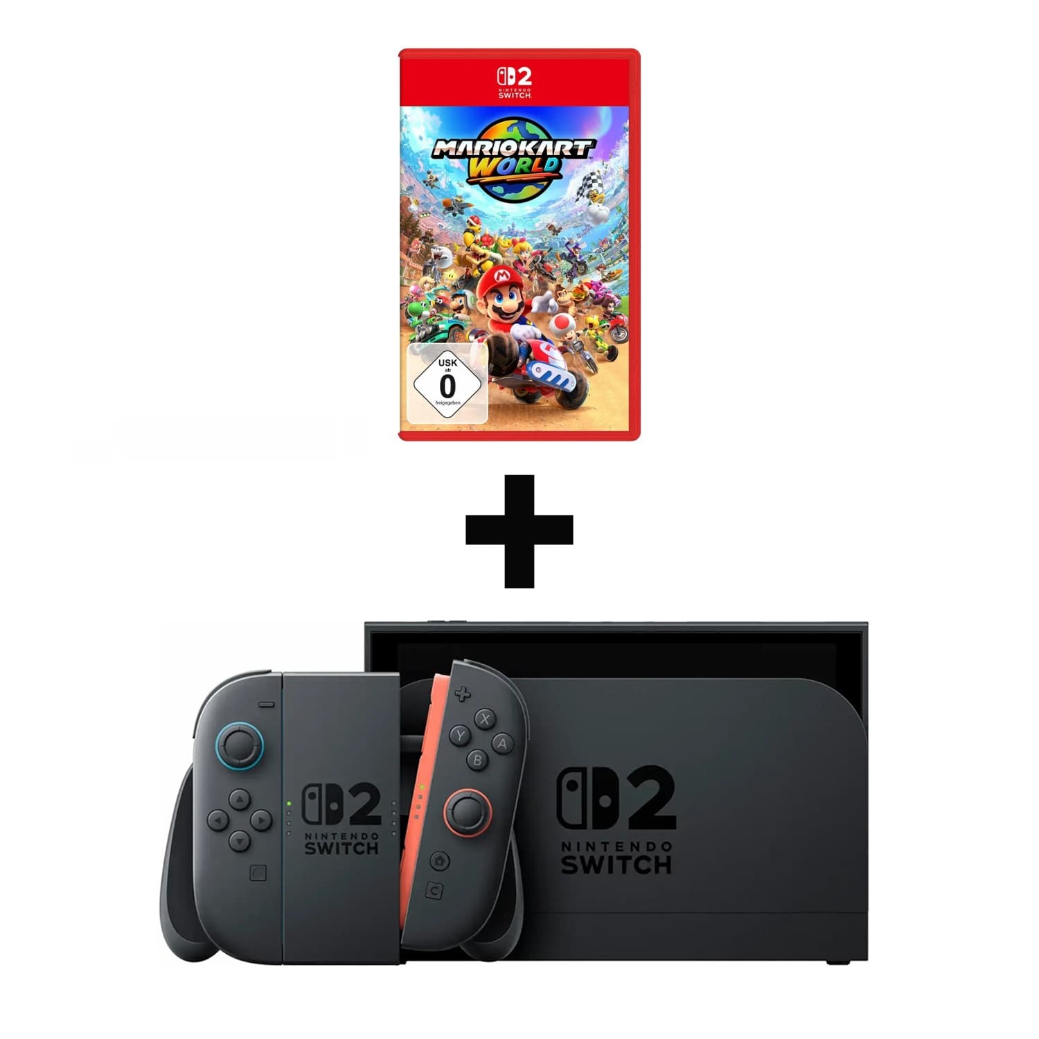 باندل کنسول بازی Nintendo Switch 2 + قاب دسته Wheel Pair + بازی Mario Kart World