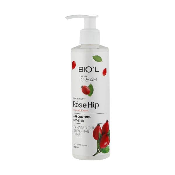 کرم مرطوب‌کننده بیول، مدل rose hip booster، مناسب پوست‌های حساس، با عصاره رز هیپ و آووکادو، حاوی ویتامین‌های B3، B1 و A، مناسب استفاده برای دست و صورت، حجم 250 میلی‌لیتر انقضا ۱۴۰۶/۱۰