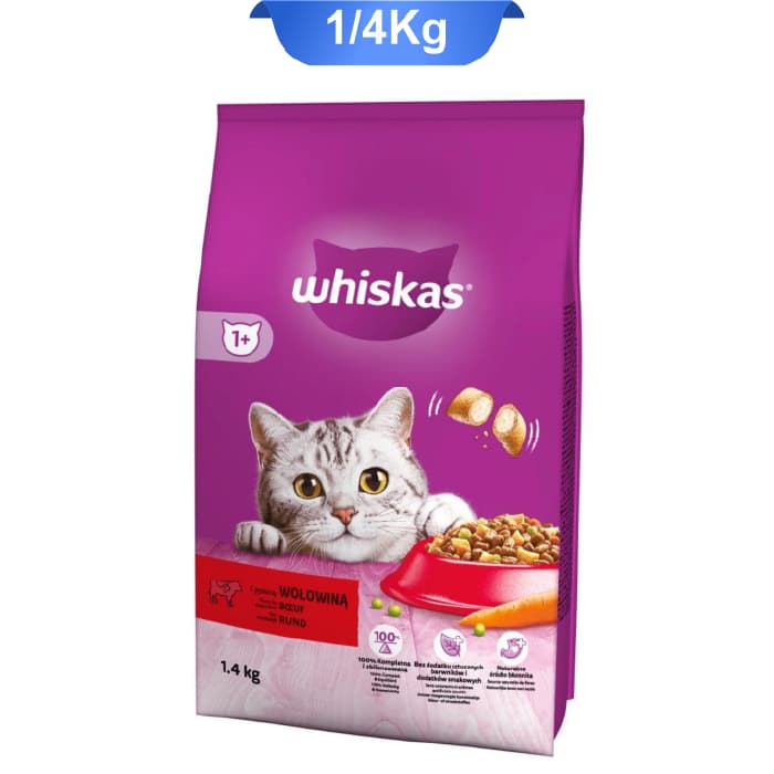 غذا خشک گربه ویسکاس طعم گوشت گاو وزن 1.4 کیلوگرم Whiskas Adult With Beef