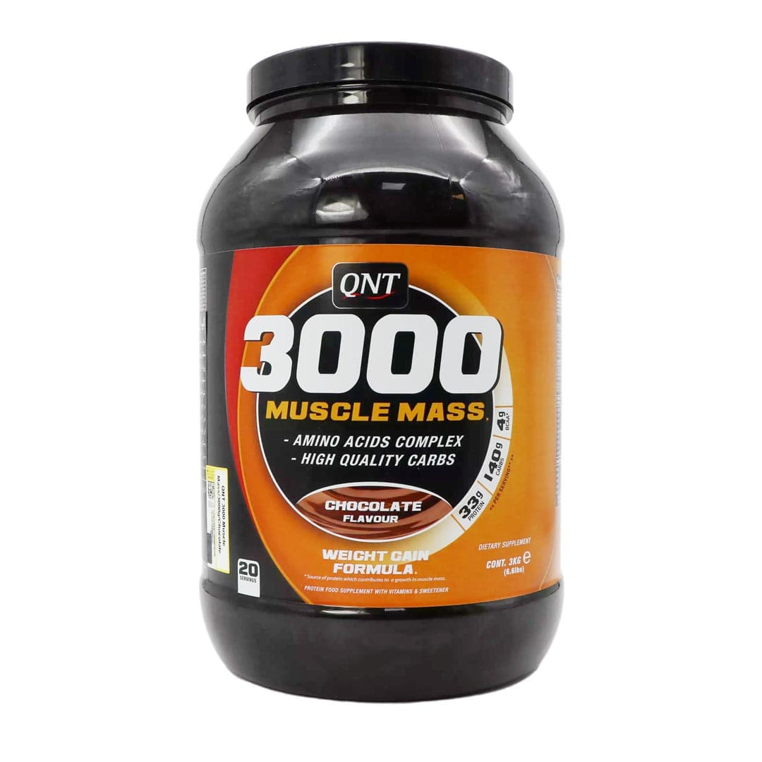 گینر ماسل مس 3000 پودر خوراکی با طعم شکلات 3000 گرم کیو ان تی