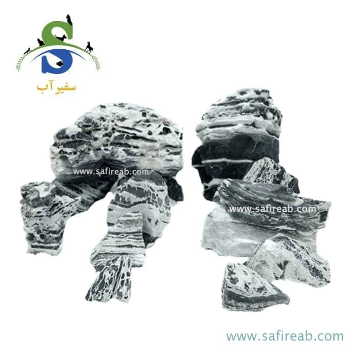 سنگ وارداتی آکواریوم مدل کوه های مه آلود سیاه و سفید
