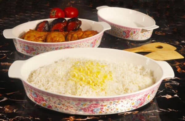 تابه سرامیکی بیضی سه سایز طرح دار