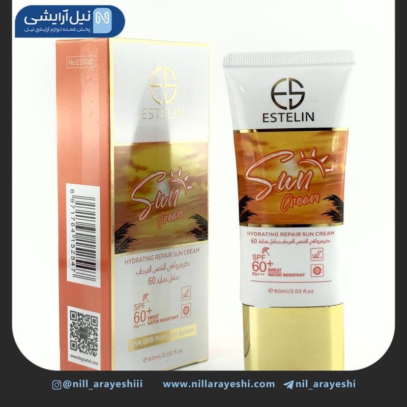کرم ضد آفتاب بی رنگ فاقد چربی استلین spf60 حجم 60 میل کد ES0021