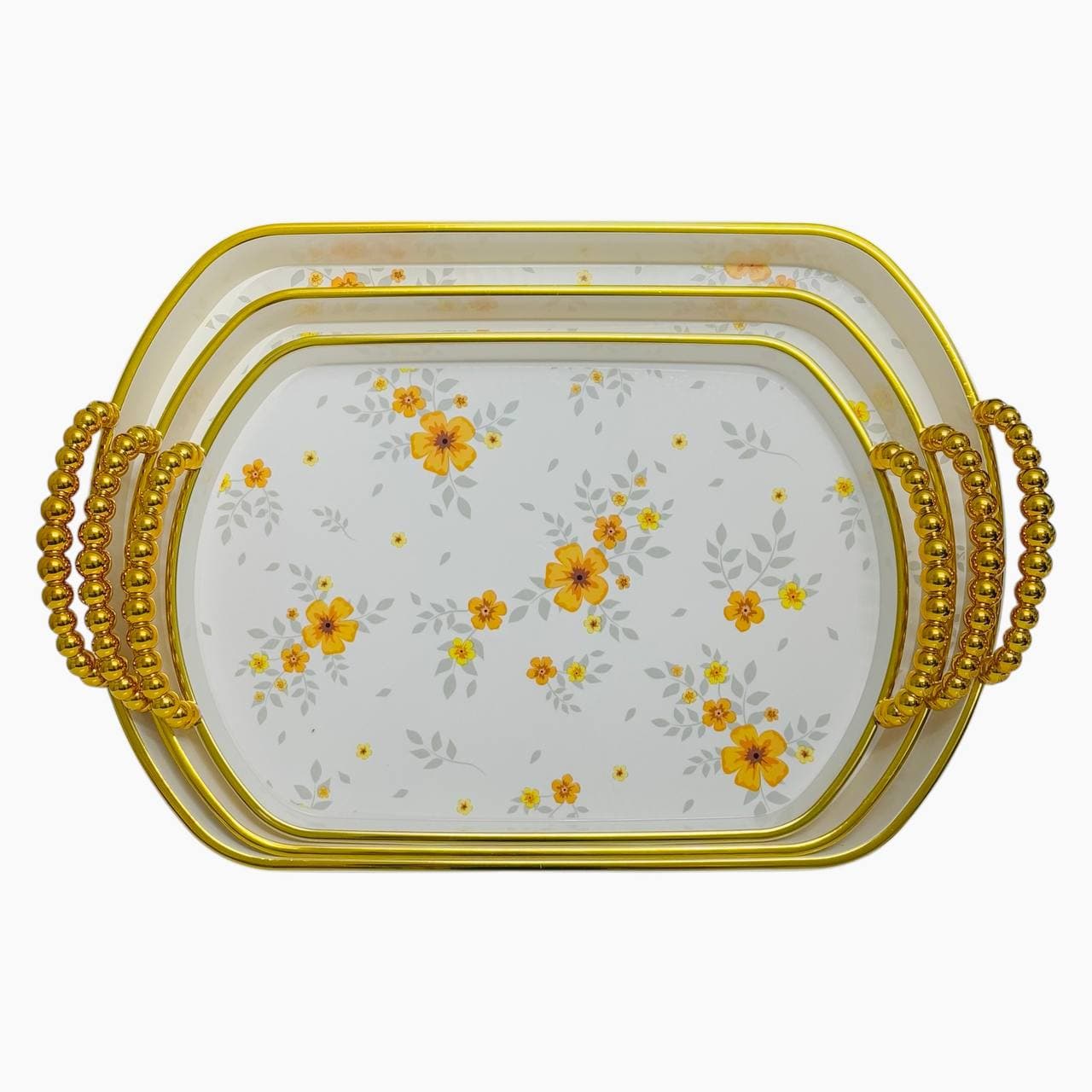 سینی سه تیکه گلدار بیضی کد ۲