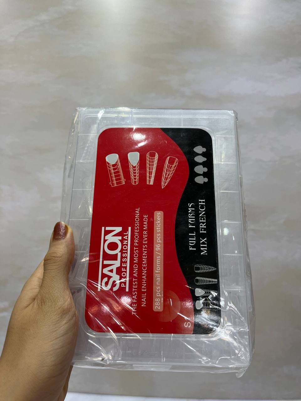 قالب موقت کاشت ژل ناخن میکس در 4 طرح 288 عددی با اسمایل پیپیر 4 فرم 96 عددی سالن salon کد 1