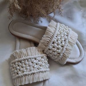 صندل مکرومه بافی مرواریدی