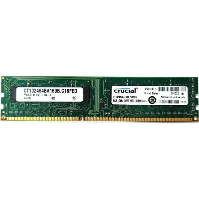 رم کامپیوتر کروشیال ۸ گیگابایت DDR3 ۱۶۰۰ مگاهرتز CL11