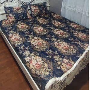روتختی دونفره گل دار روکش تشک دونفره ملحفه دونفره کشدوزی شده گل دار