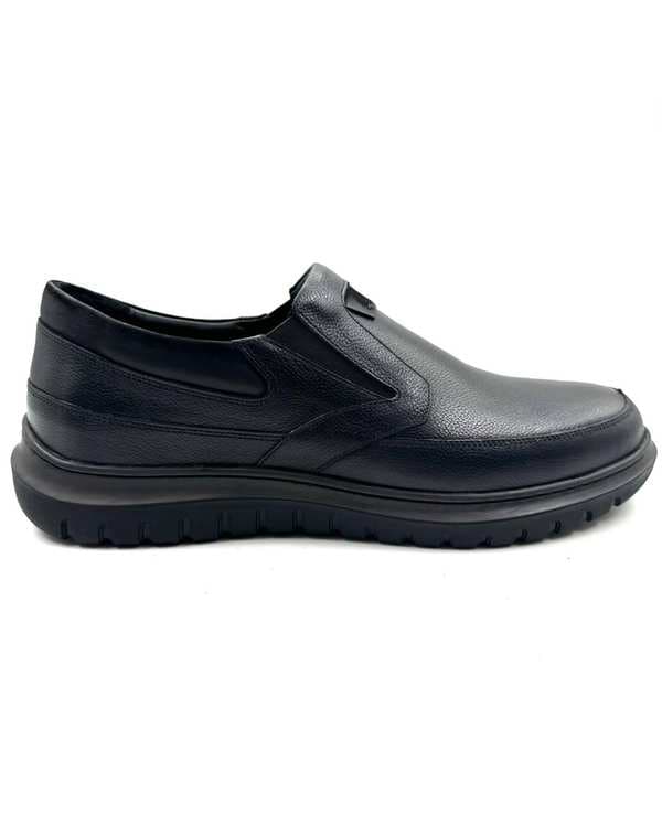 کفش چرم مردانه کژوال راحتی طبی مشکی چرم میخچی Mikhchi Leather مدل M13
