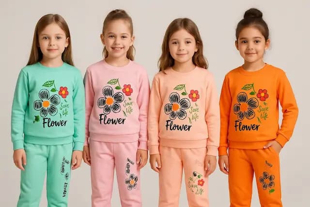 خرید عمده ست بلوز شلوار دخترانه طرح flower