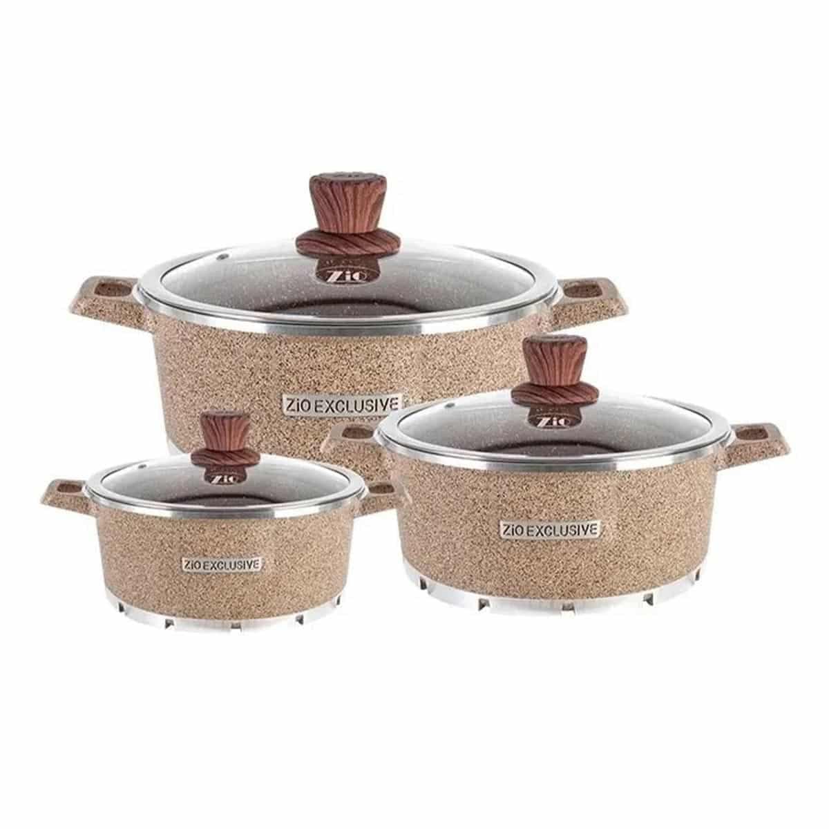 سرویس قابلمه 6 پارچه زیو مدل Z-8416-24 اصل ترکیه با کفی انداکشن