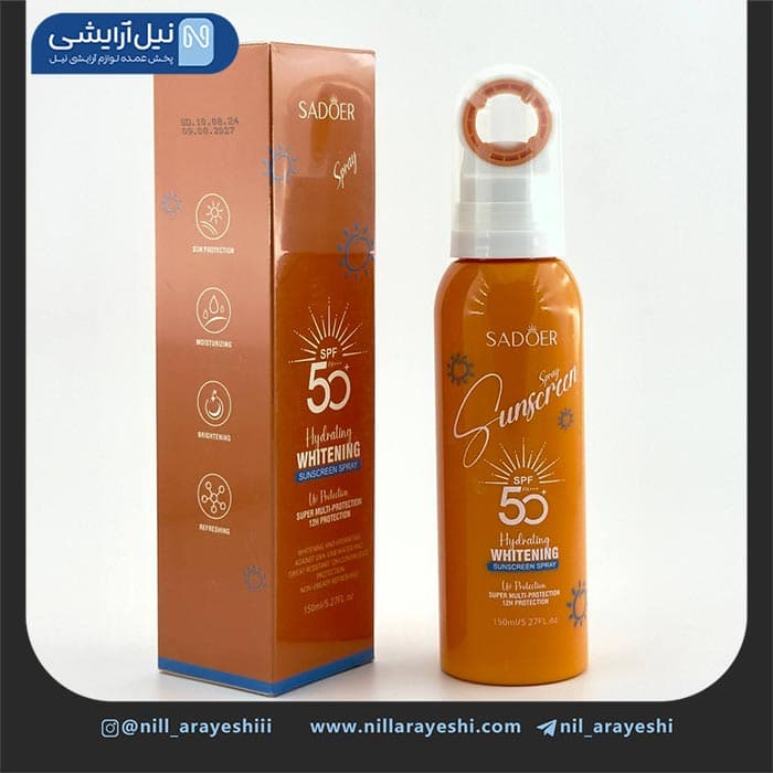 اسپری ضد آفتاب و سفید کننده سادور spf50 کد sd17963