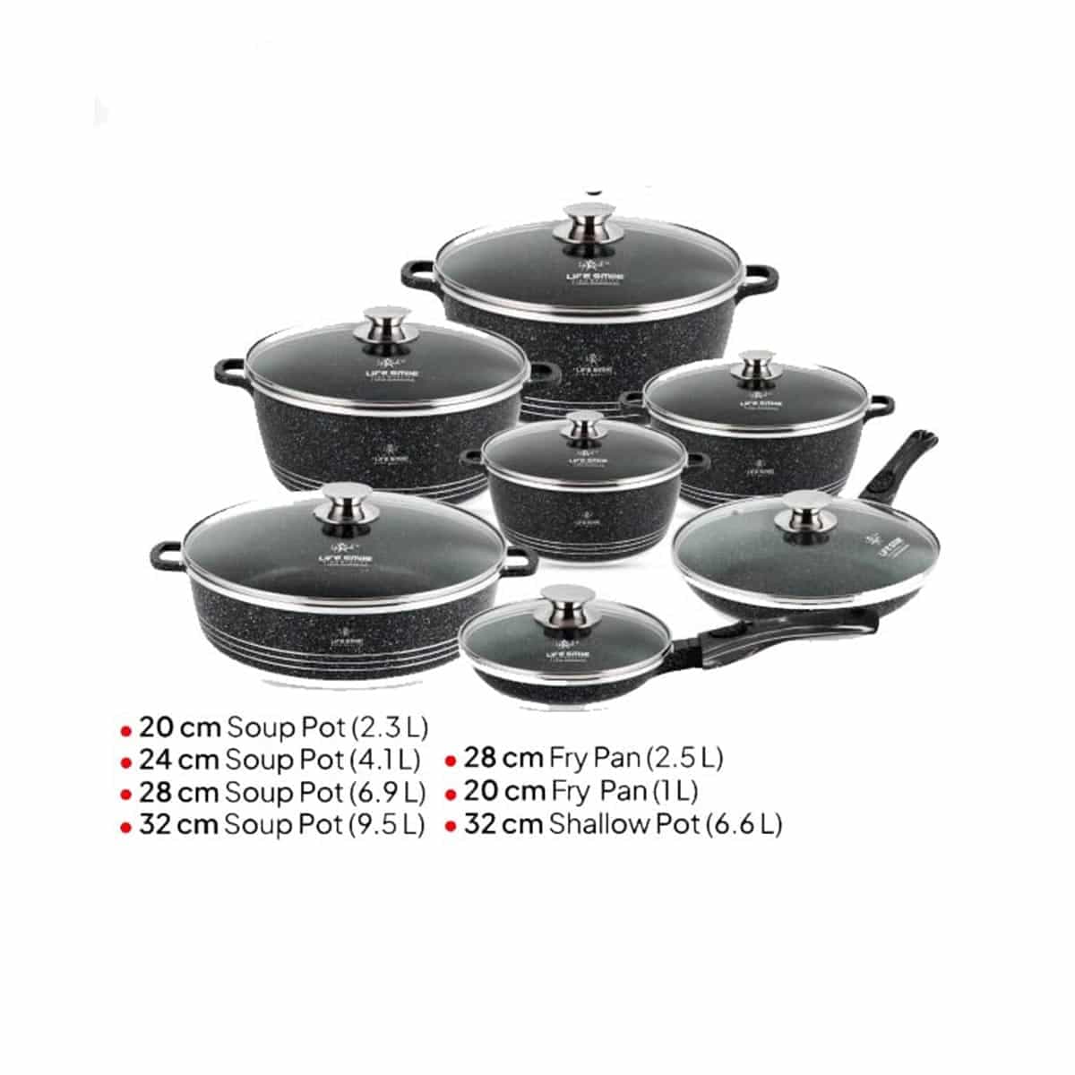 سرویس قابلمه 14 پارچه لایف اسمایل مدل lifep7-14 گرانیتی