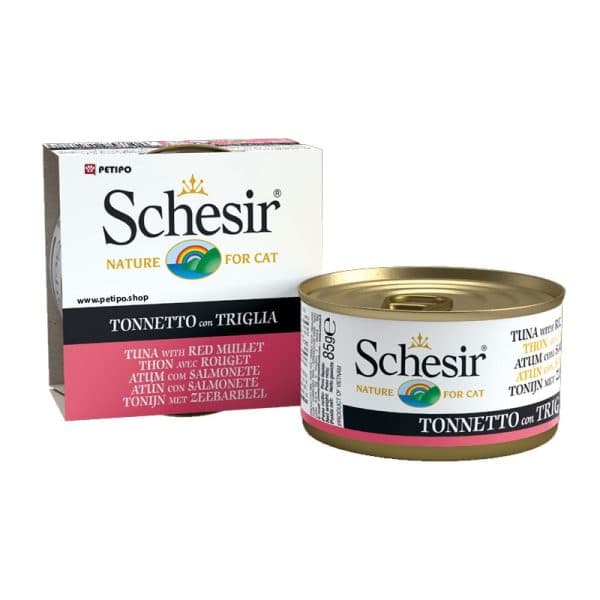 کنسرو گربه با طعم ماهی تن و ماهی قرمز شسیر (Schesir Cat Tuna and Red Mullet) وزن 85 گرم