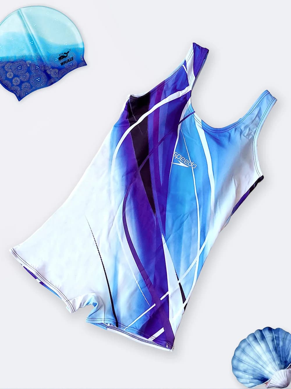 مایو زنانه پادار کوتاه برای استخر بصورت کاپدار متحرک برند اسپیدو ( Speedo ) آبی رنگ