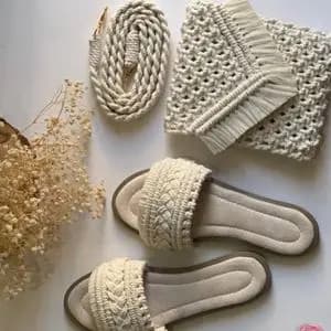 ست کیف و صندل زنانه مدل تابستانی مکرومه