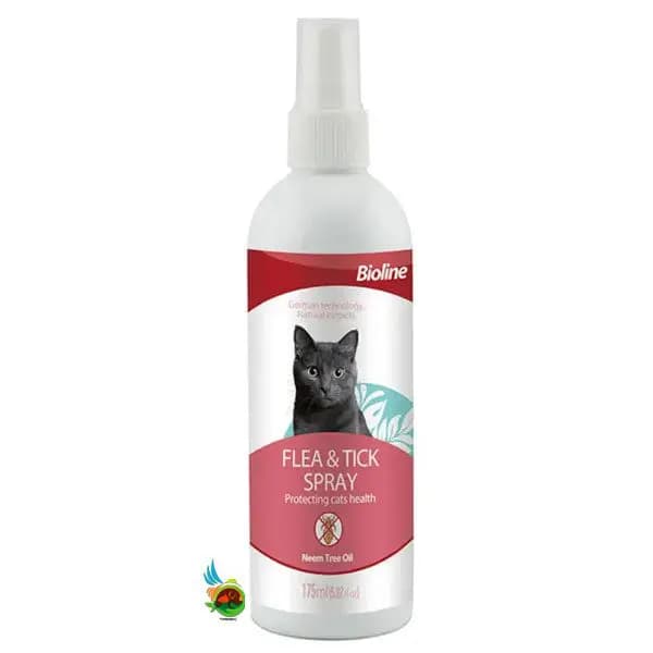 اسپری ضد کک و کنه بایولاین مخصوص گربه Bioline flea & tick spray حجم ۱۷۵ میلی لیتر