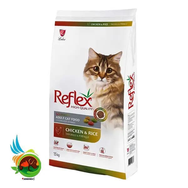 غذای خشک گربه بالغ رفلکس مولتی کالر مدل Reflex adult cat food chicken & rice multi color وزن ۱۵ کیلوگرم