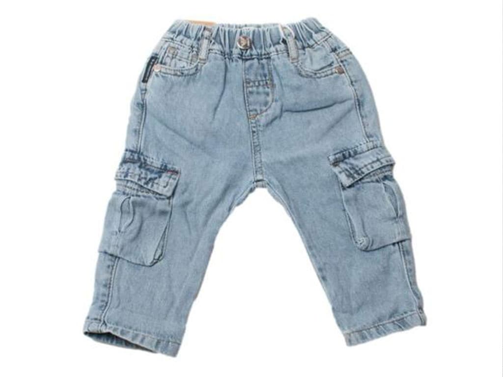 شلوار جین کمرکش نوزاد و کودک آبی روشن مدل کارگو آرمانی بیبی Armani baby