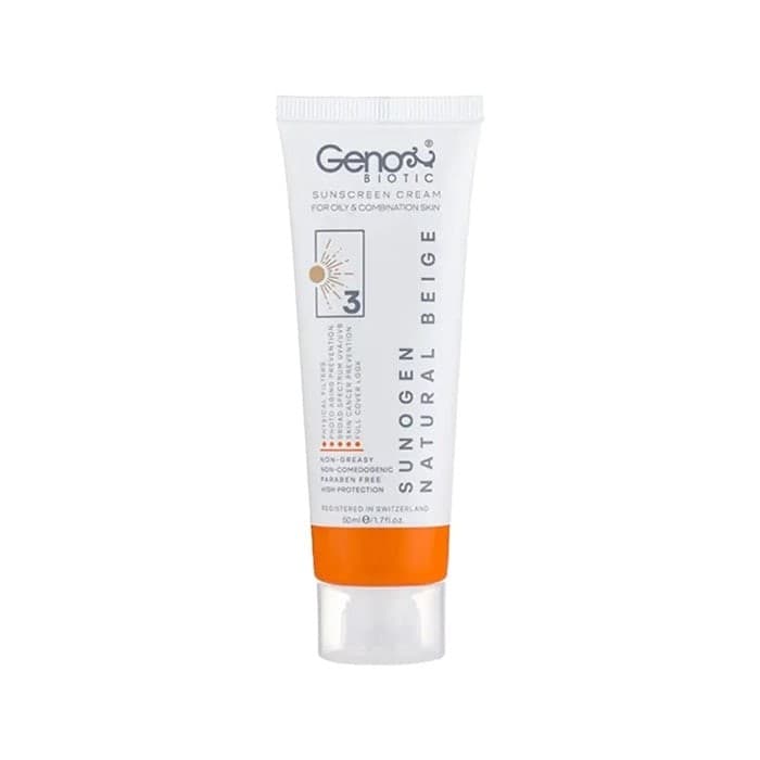 کرم ضد آفتاب فیزیکی مخصوص پوست چرب بژ طبیعی Geno Biotic