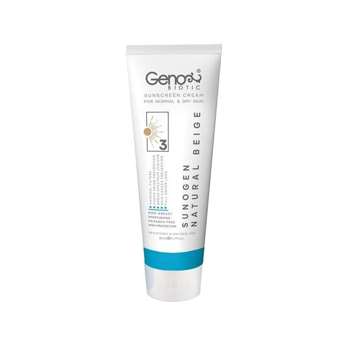 کرم ضد آفتاب فیزیکی مخصوص پوست نرمال و خشک بژ طبیعی Geno Biotic