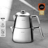 کتری قوری استیل امسان Tea Time کوچک نقره ای