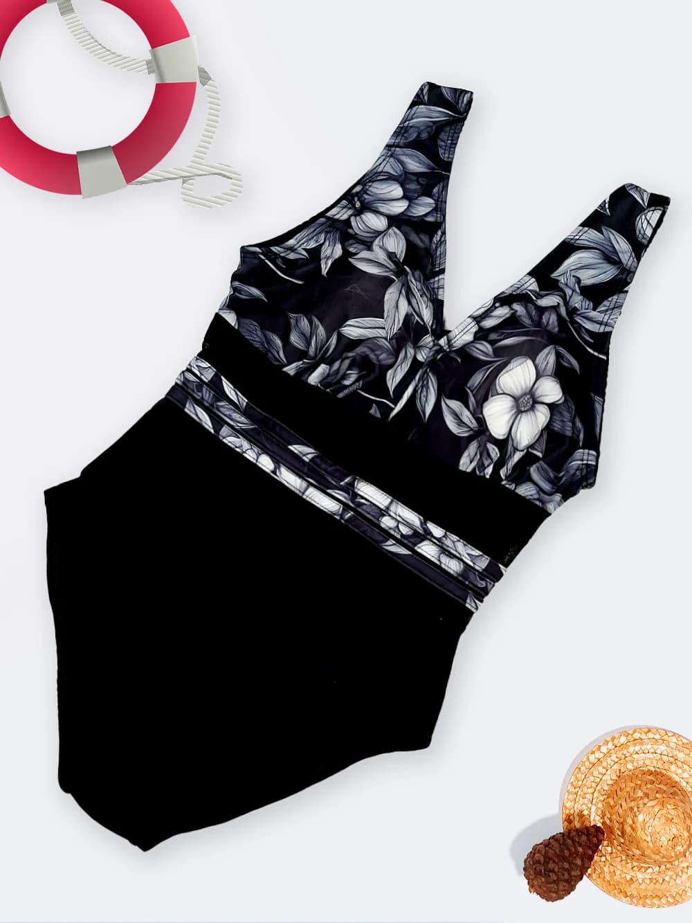 مایو زنانه خاص و شیک کمر شیشه ای مشکی رنگ و اسلیپ با کاپ اسپیدو ( Speedo )