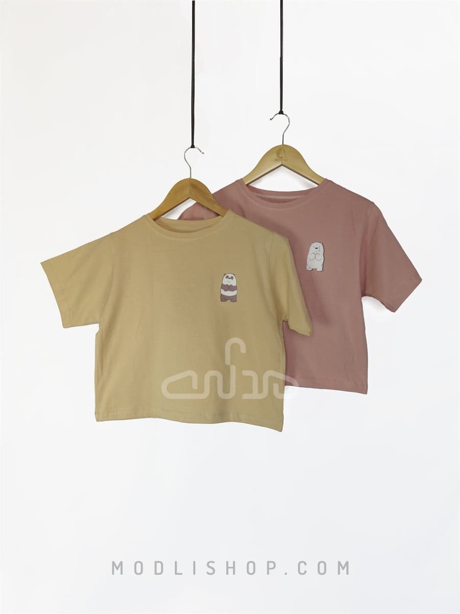 کراپ نخی زنونه رنگی طرح خرس تکی