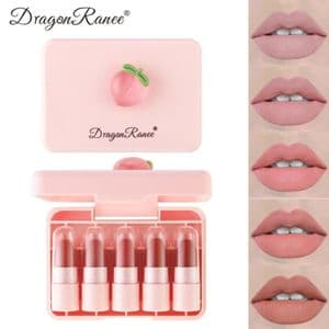پک رژ لب جامد 5 عددی مینی دراگون رانی مدل هلو Dragon Ranee