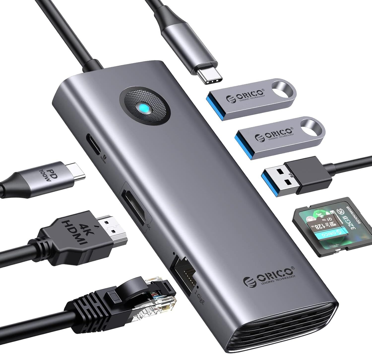 هاب USB-C اوریکو 8 پورت مدل PW11-8P