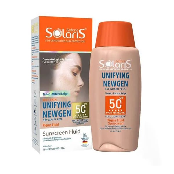 ضد آفتاب فلوئیدی رنگی روشن کننده آردن سولاریس SPF50 مدل Unifying Newgen