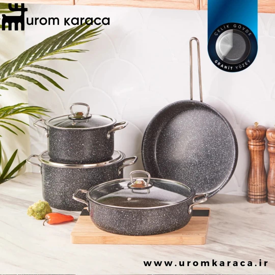 سرویس قابلمه ۷ پارچه کاراجا Steel Plus مشکی