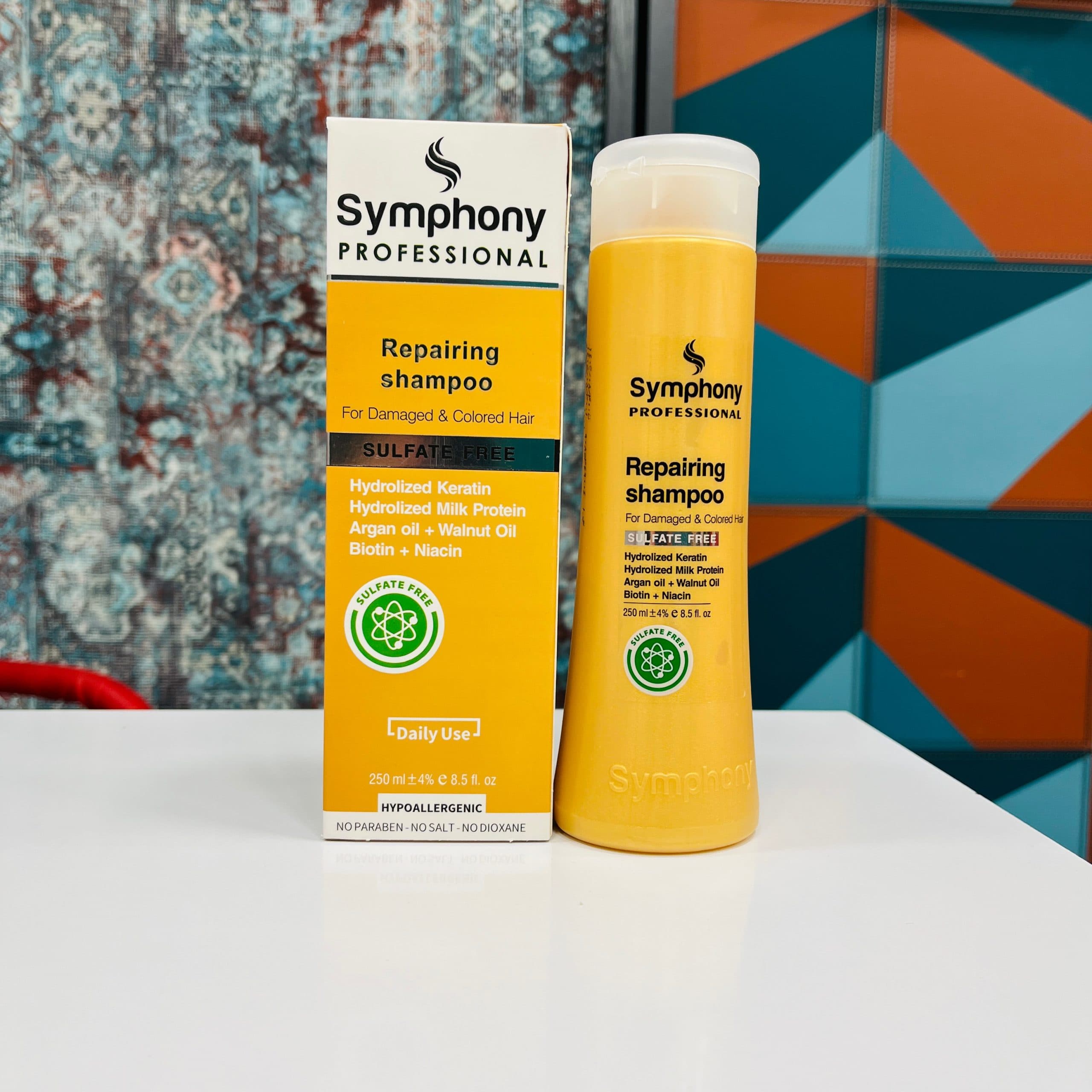 شامپو ترمیم کننده موهای آسیب دیده سیمفونی حجم 250 میل SYMPHONY SHAMPOO