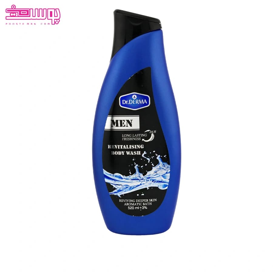 شامپو بدن مردانه آبی احیا کننده دکتر درما حجم 520ml