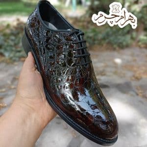 کفش مردانه مجلسی چرم طبیعی مدل دیاموند ترک تک سایز