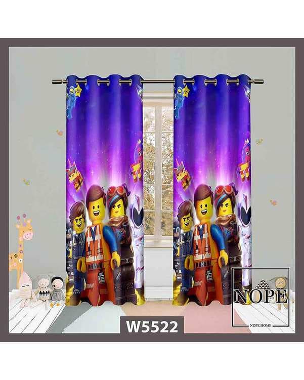 پرده کودک مخمل نوپه هوم Nopehome مدل پانچی طرح لگویی کد W5522