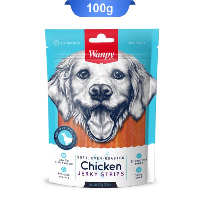 تشویقی سگ ونپی نواری طعم مرغ وزن 80 گرم Wanpy Chicken Jerky Strips