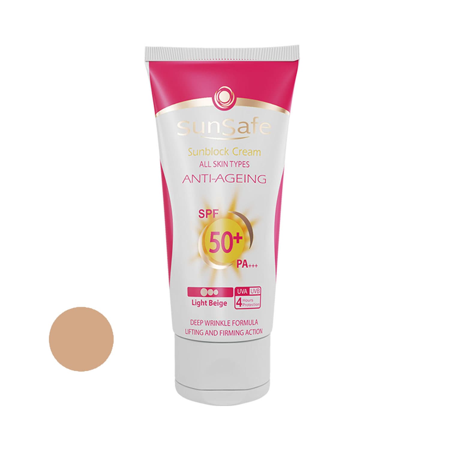 کرم ضدآفتاب SPF50 رنگی سانسیف مدل ضدچروک مناسب انواع پوست حجم 50 میلیلیتر
