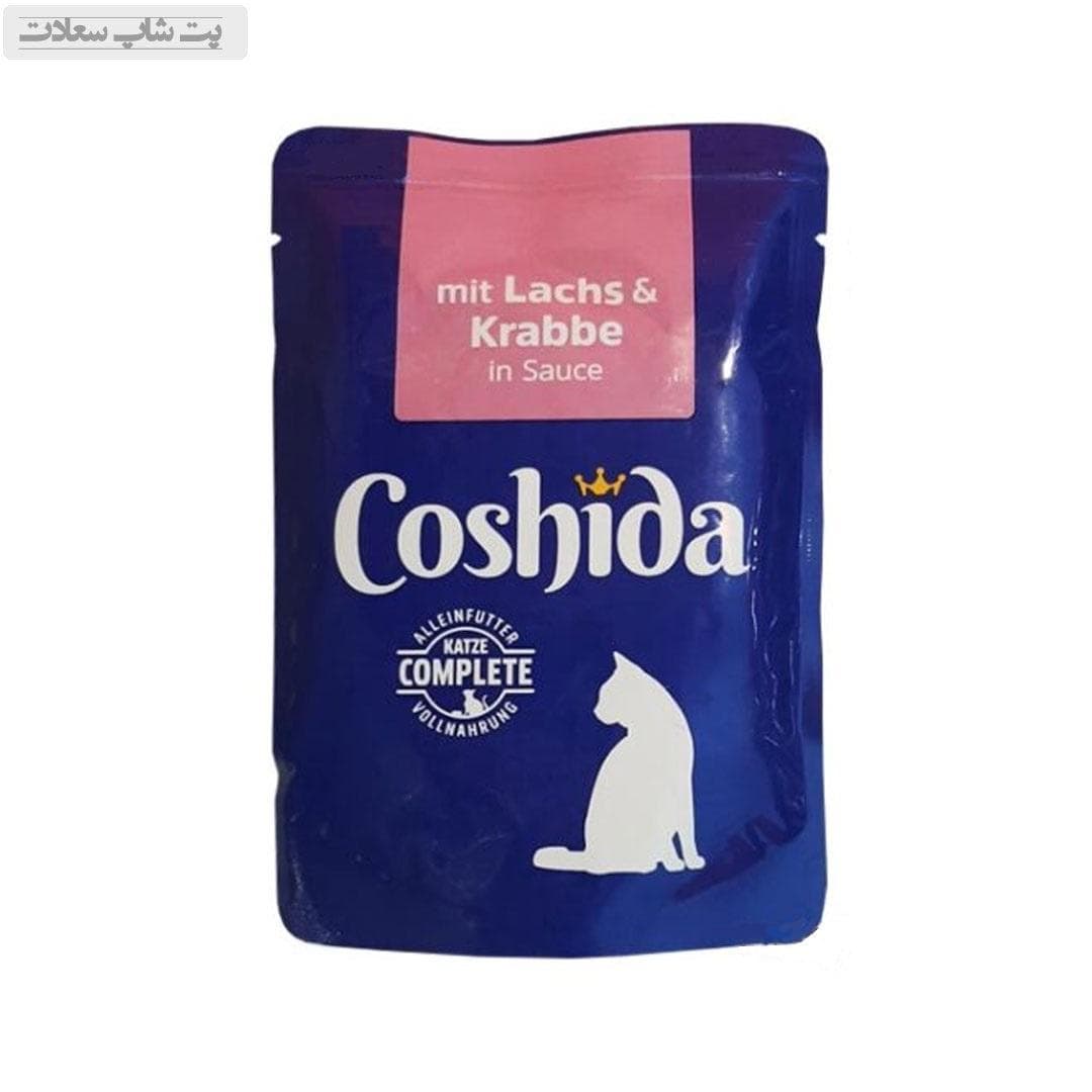 پوچ گربه کوشیدا طعم سالمون و خرچنگ Coshida Pouch lachs & krabbe وزن 100 گرم