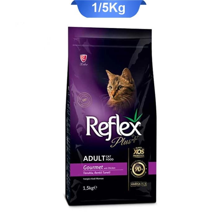 غذای خشک گربه رفلکس پلاس بالغ طعم مرغ مدل گورمت وزن 1/5 کیلوگرم (Gourmet Reflex)