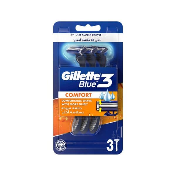 خود تراش ژیلت مدل Blue3 Comfort New بسته 3 عددی (Made in vietnam) بسته بندی جدید و ضمانت اصالت کالا
