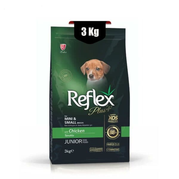 غذای خشک توله سگ نژاد کوچک رفلکس پلاس طعم مرغ (Reflex Plus Junior Dog Mini Small) وزن 3 کیلوگرم