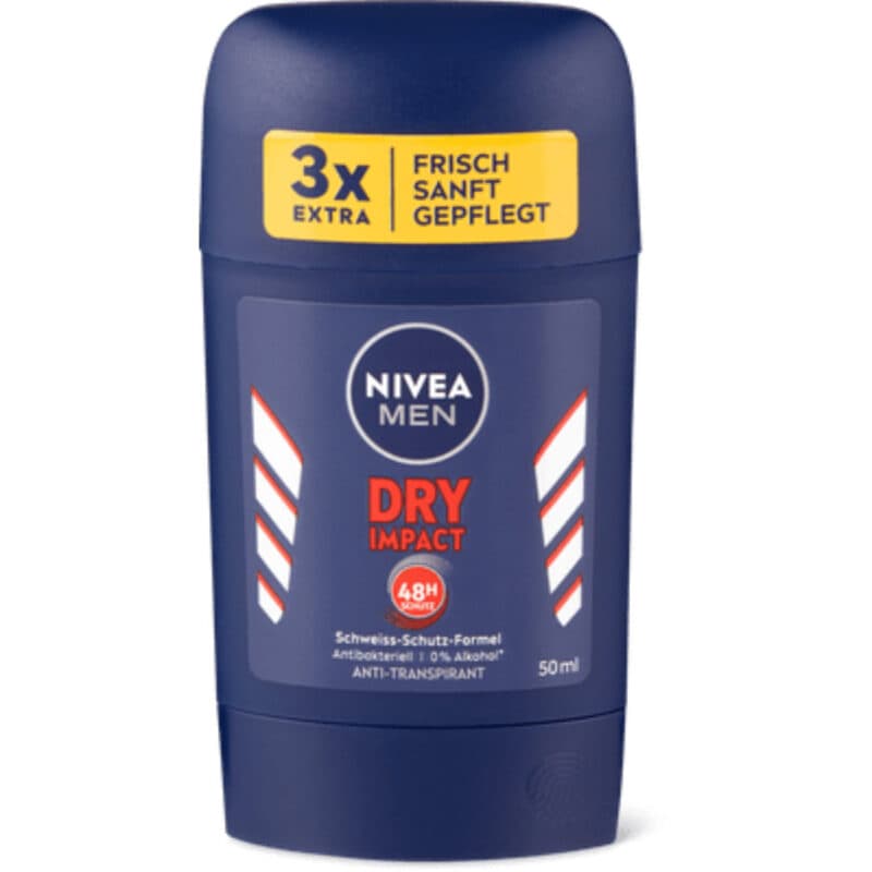 مام استیک ضد تعریق مردانه نیوآ مدل درای ایمپکت DRY IMPACT حجم 50 میل Nivea DRY IMPACT men’s antiperspirant stick, volume 50 ml