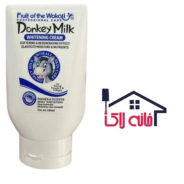 کرم سفید کننده و آبرسان صورت، بدن و نقاط حساس شیر الاغ (خر) وکالی 180 میلی لیتری Donkey Milk Wokali