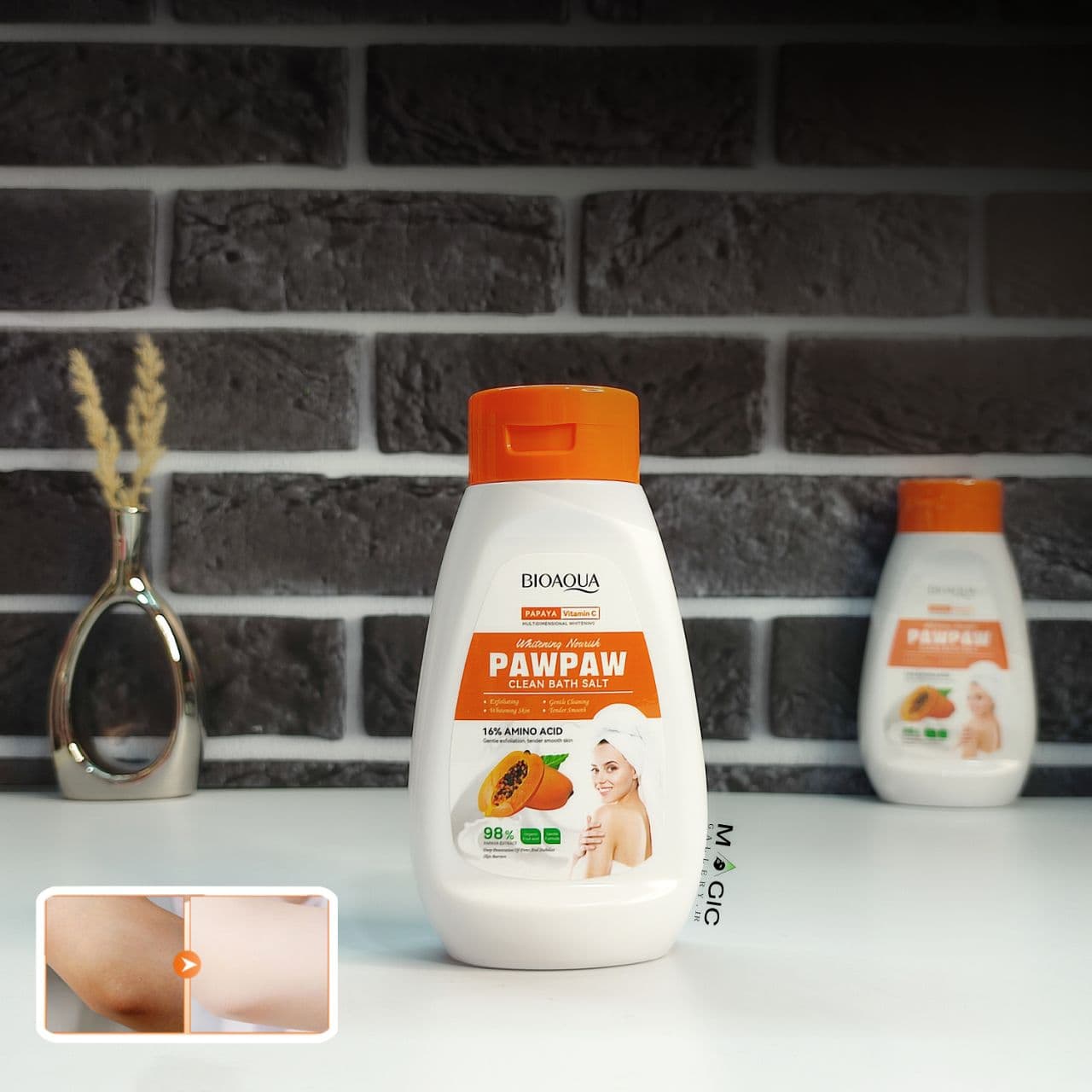 نمک بدن پاپایا بیوآکوا حجم ۴۳۰ گرم مدل ویتامین سی  BIOAQUA PAPAYA BATH SALT