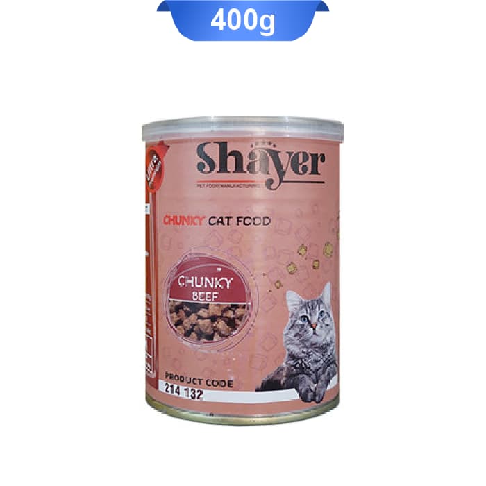 کنسرو شایر گربه تکه ای گوشت مدل چانک وزن 400 گرم (Shayer)