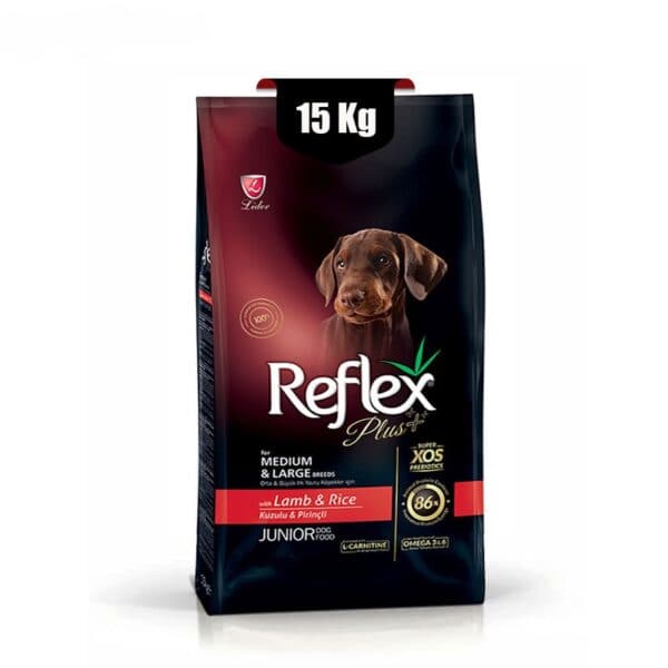 غذای خشک سگ جونیور رفلکس پلاس طعم گوشت بره (Reflex Plus Junior Lamb And Rice) وزن 15 کیلوگرم