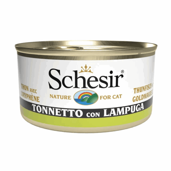 کنسرو گربه با طعم ماهی تن و لامپوگا شسیر (Schesir Tuna with Lampuga) وزن 85 گرم